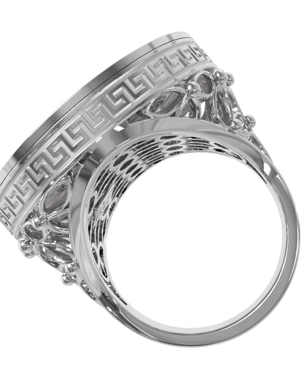 Кольцо из белого золота c эмалью и перламутром