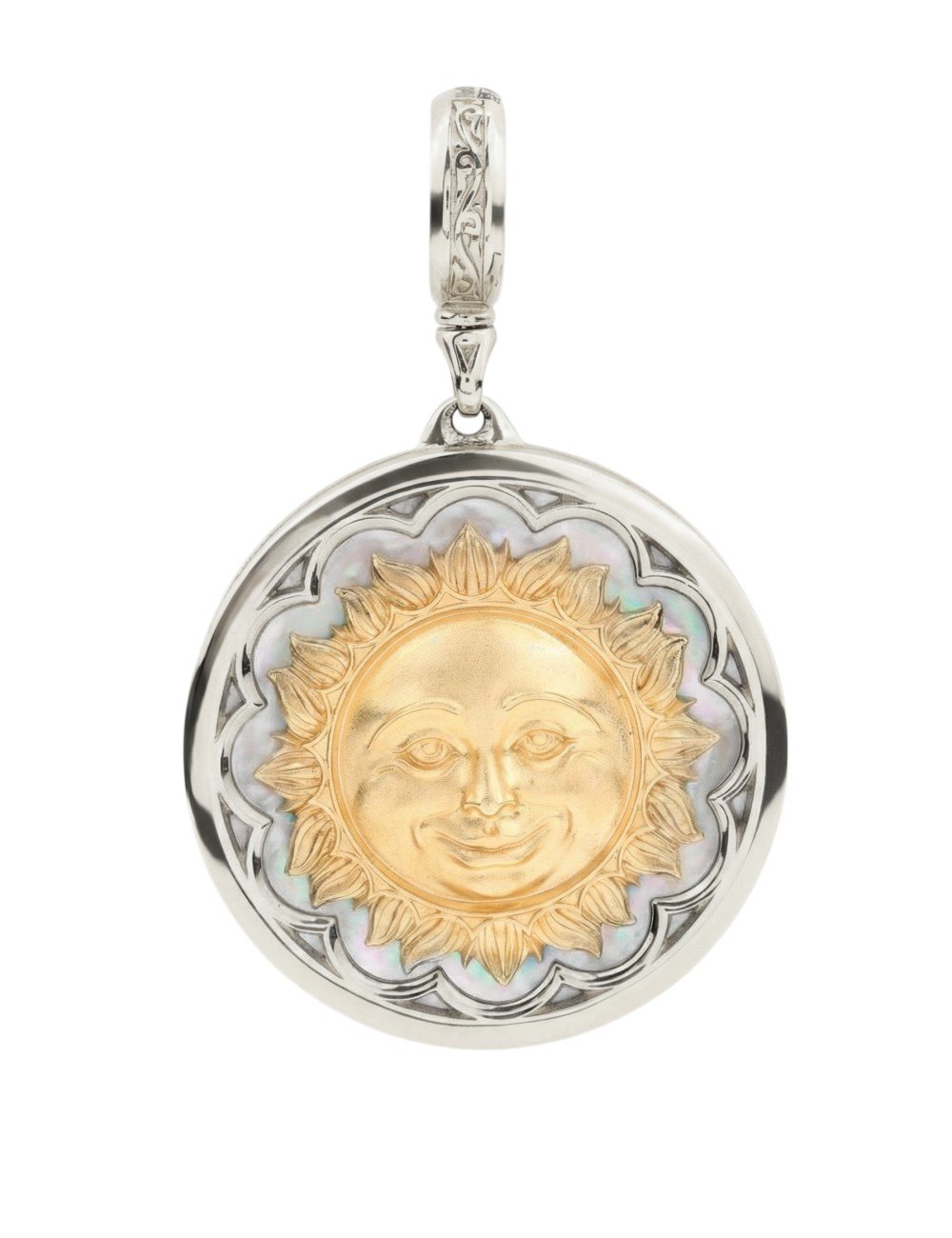 Подвеска из белого золота c ониксом и перламутром