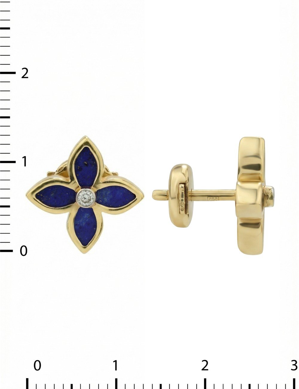 Серьги из лимонного золота c бриллиантами и лазуритом