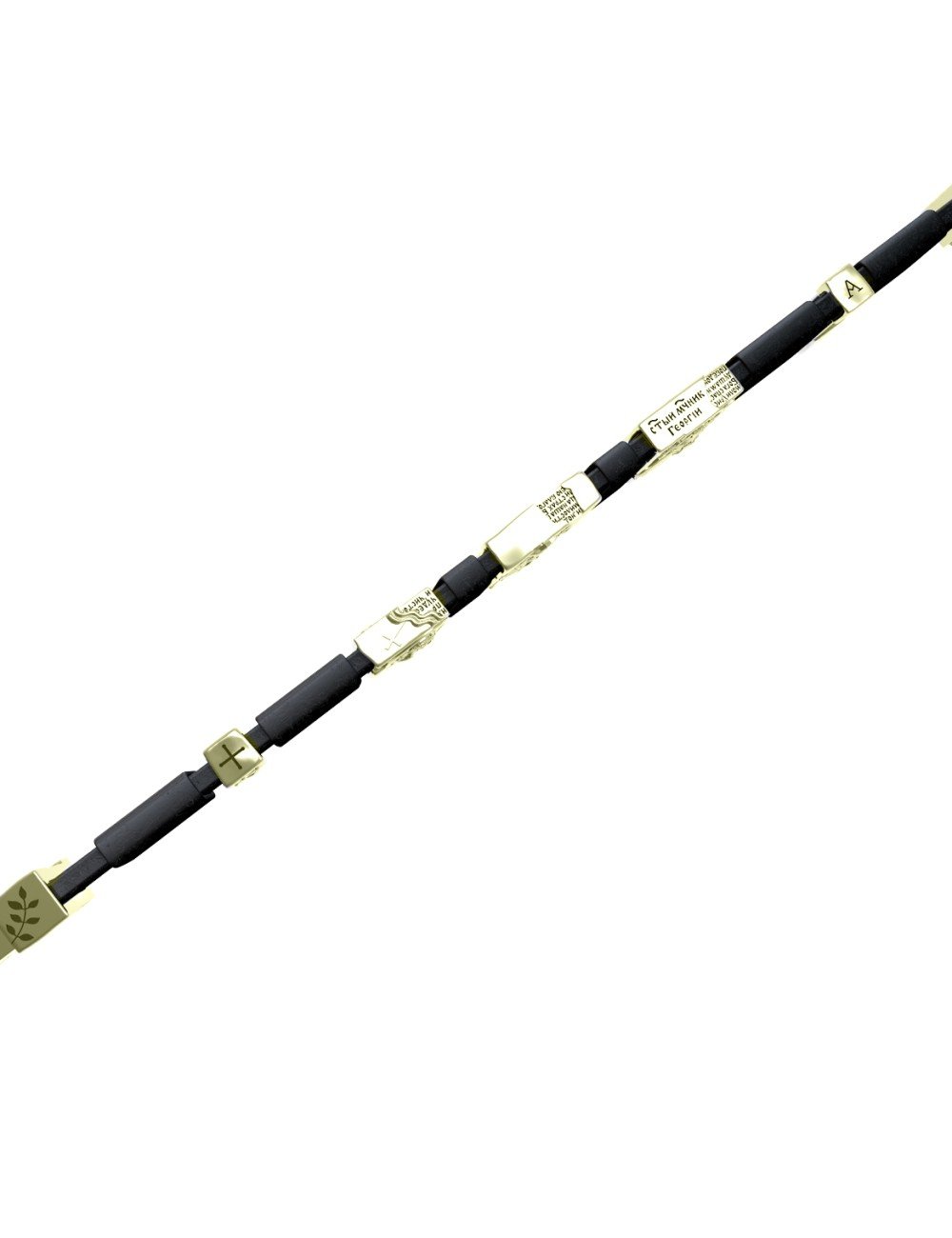 Браслет из зелёного золота c кожаным шнурком