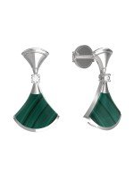 Серьги из белого золота c бриллиантами и малахитом