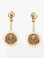 Серьги из золота c эмалью и жемчугом