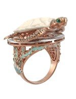 Кольцо из золота c эмалью и бивнем мамонта