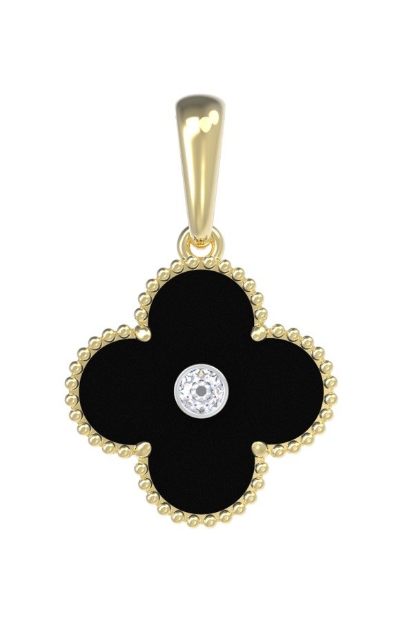 Подвеска из лимонного золота c бриллиантами и ониксом