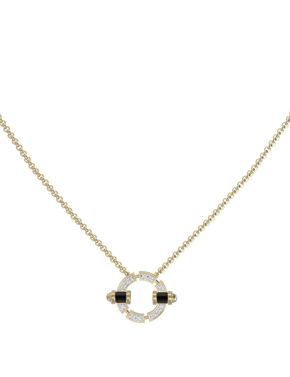 Колье из лимонного золота c бриллиантами и ониксом