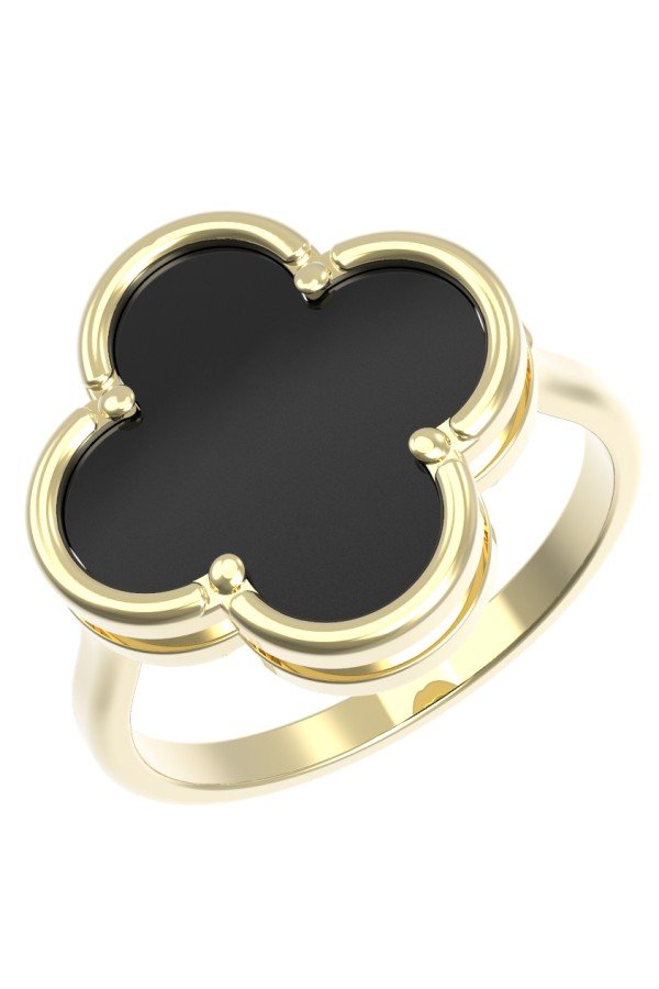 Кольцо из лимонного золота c ониксом