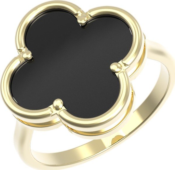 Кольцо из лимонного золота c ониксом