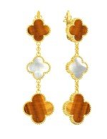 Серьги из лимонного золота c тигровым глазом и перламутром