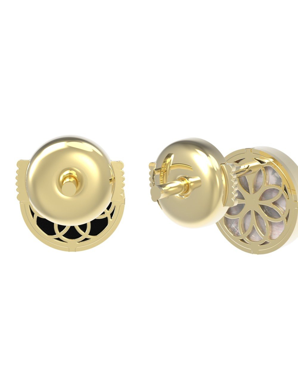 Серьги из лимонного золота c ониксом и перламутром