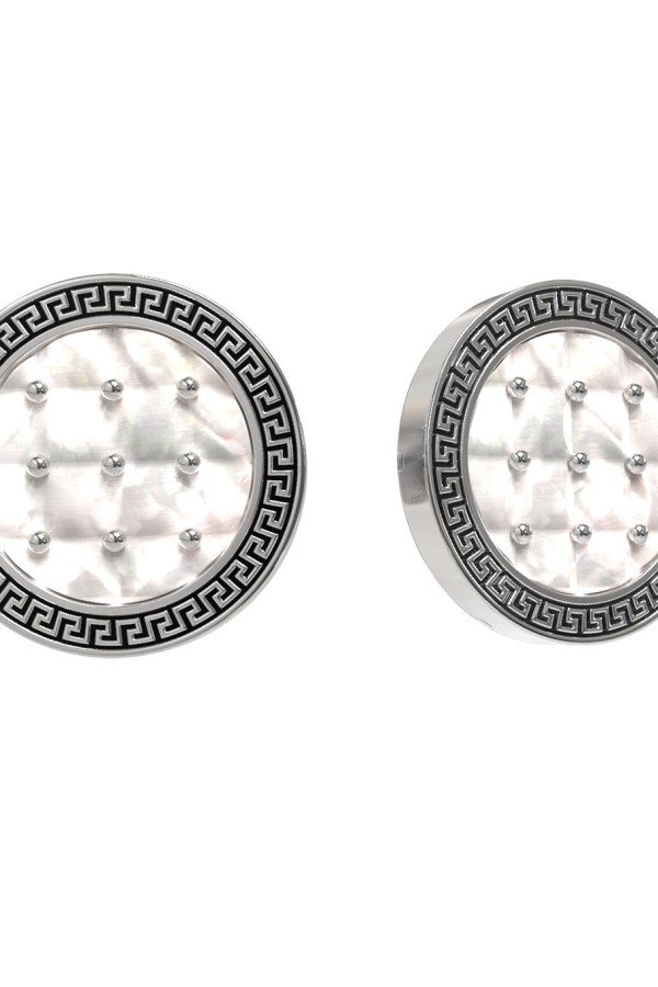 Серьги из белого золота c эмалью и перламутром