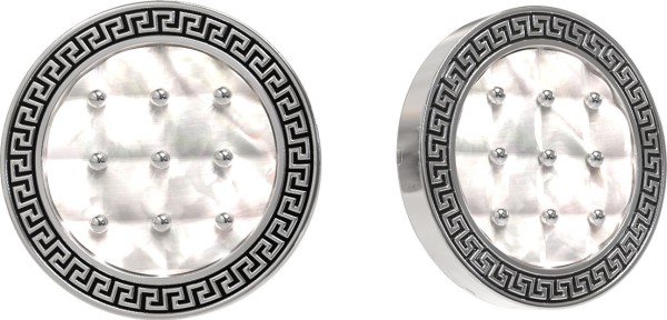 Серьги из белого золота c эмалью и перламутром