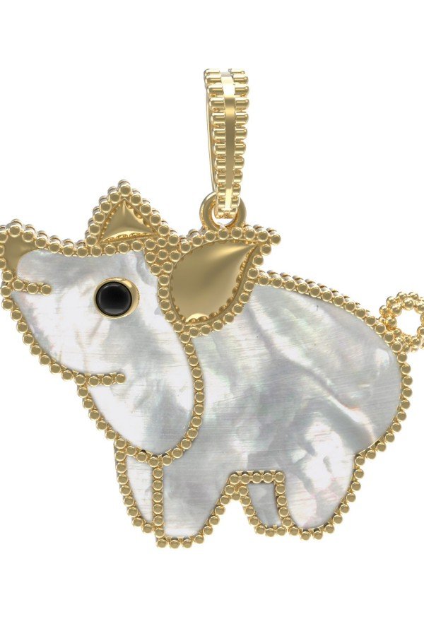 Подвеска из лимонного золота c эмалью и перламутром