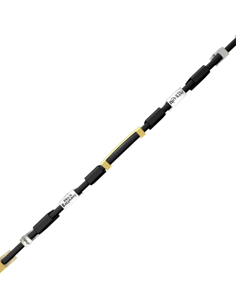 Браслет из лимонного золота c кожаным шнурком