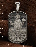 Образок из белого золота c эмалью