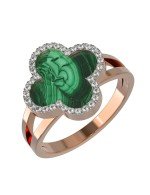 Кольцо из золота c бриллиантами и малахитом