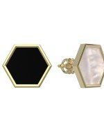 Серьги из лимонного золота c ониксом и перламутром