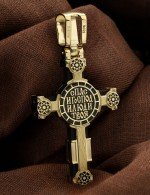 Крест из лимонного золота c эмалью и эбеновым деревом