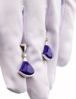 Серьги из белого золота c бриллиантами и лазуритом