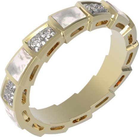 Кольцо из лимонного золота c бриллиантами и перламутром