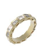 Кольцо из лимонного золота c бриллиантами и перламутром