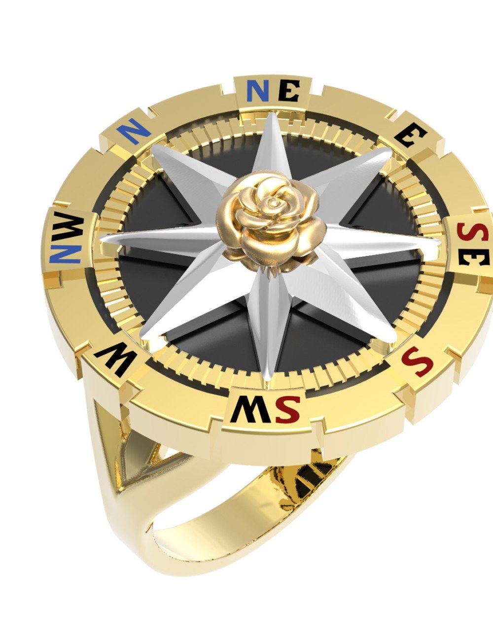 Кольцо из лимонного золота c эмалью и ониксом