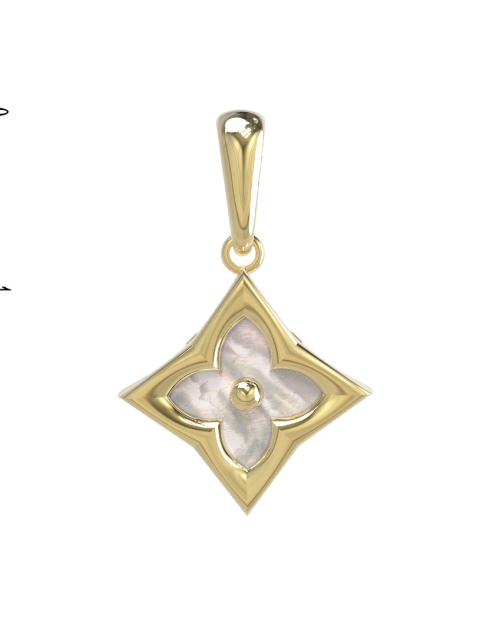 Подвеска из лимонного золота c перламутром