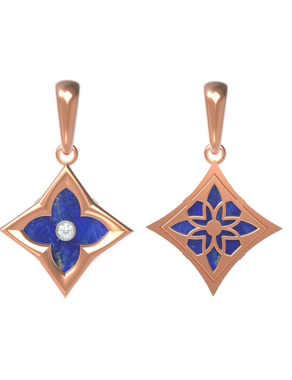 Подвеска из золота c бриллиантами и лазуритом