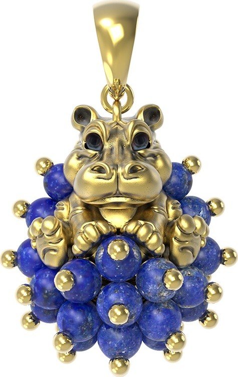 Подвеска из лимонного золота c эмалью и лазуритом