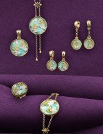 Подвеска из лимонного золота c бирюзой и перламутром