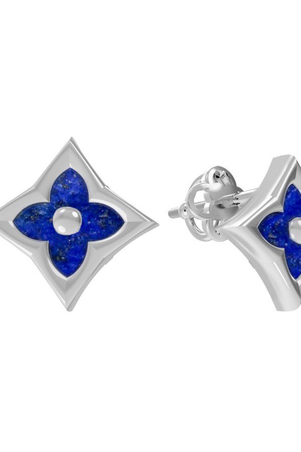 Серьги из белого золота c лазуритом