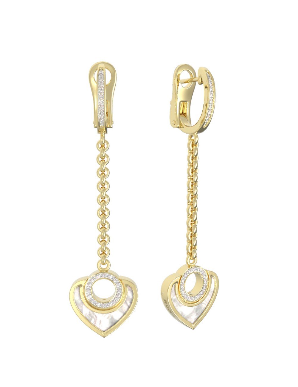 Серьги из лимонного золота c бриллиантами и перламутром