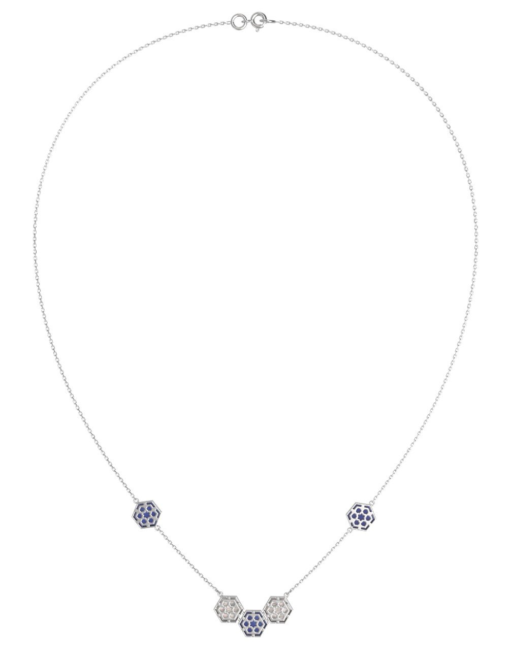 Колье из белого золота c лазуритом и перламутром