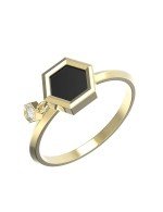 Кольцо из лимонного золота c бриллиантами и ониксом