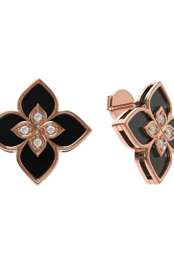 Серьги из золота c бриллиантами и ониксом