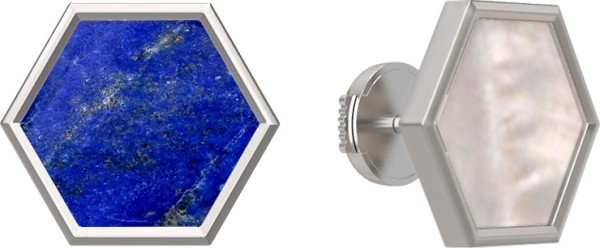 Серьги из белого золота c лазуритом и перламутром