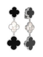 Серьги из белого золота c ониксом и перламутром