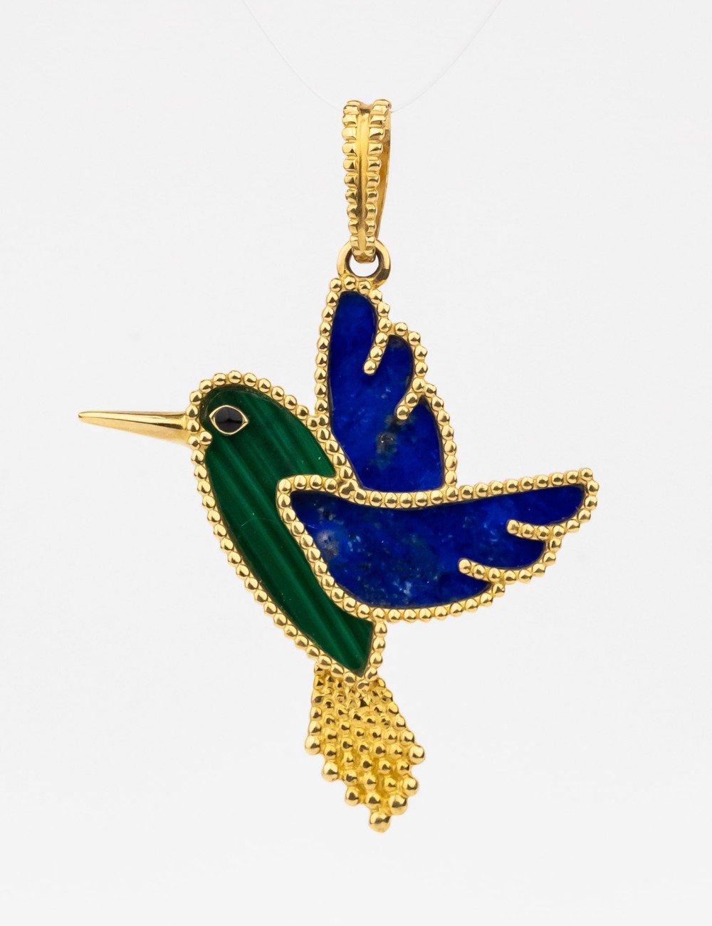 Подвеска из лимонного золота c эмалью, лазуритом и малахитом