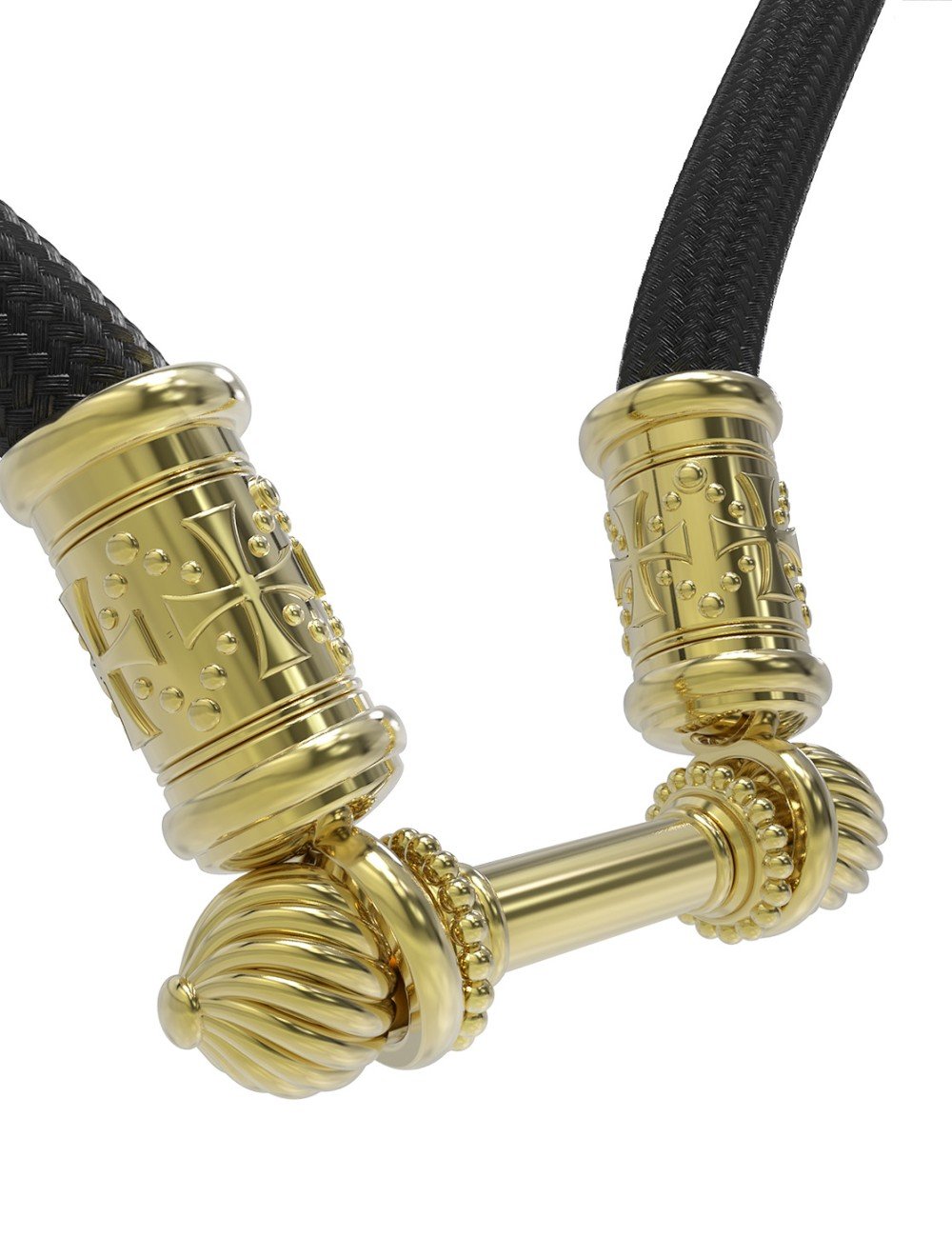 Шнурок шёлковый из лимонного золота c шёлковым шнурком