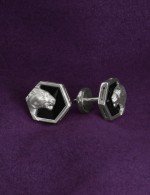 Серьги из белого золота c бриллиантами и ониксом