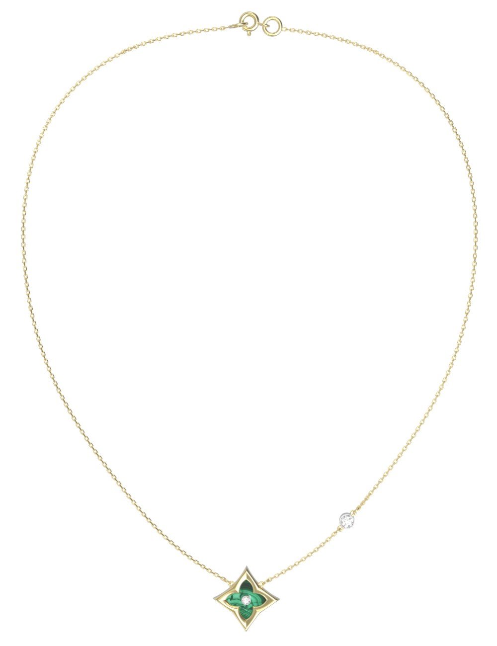 Колье из лимонного золота c бриллиантами и малахитом