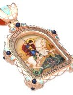 Образок из золота c эмалью и иконописью