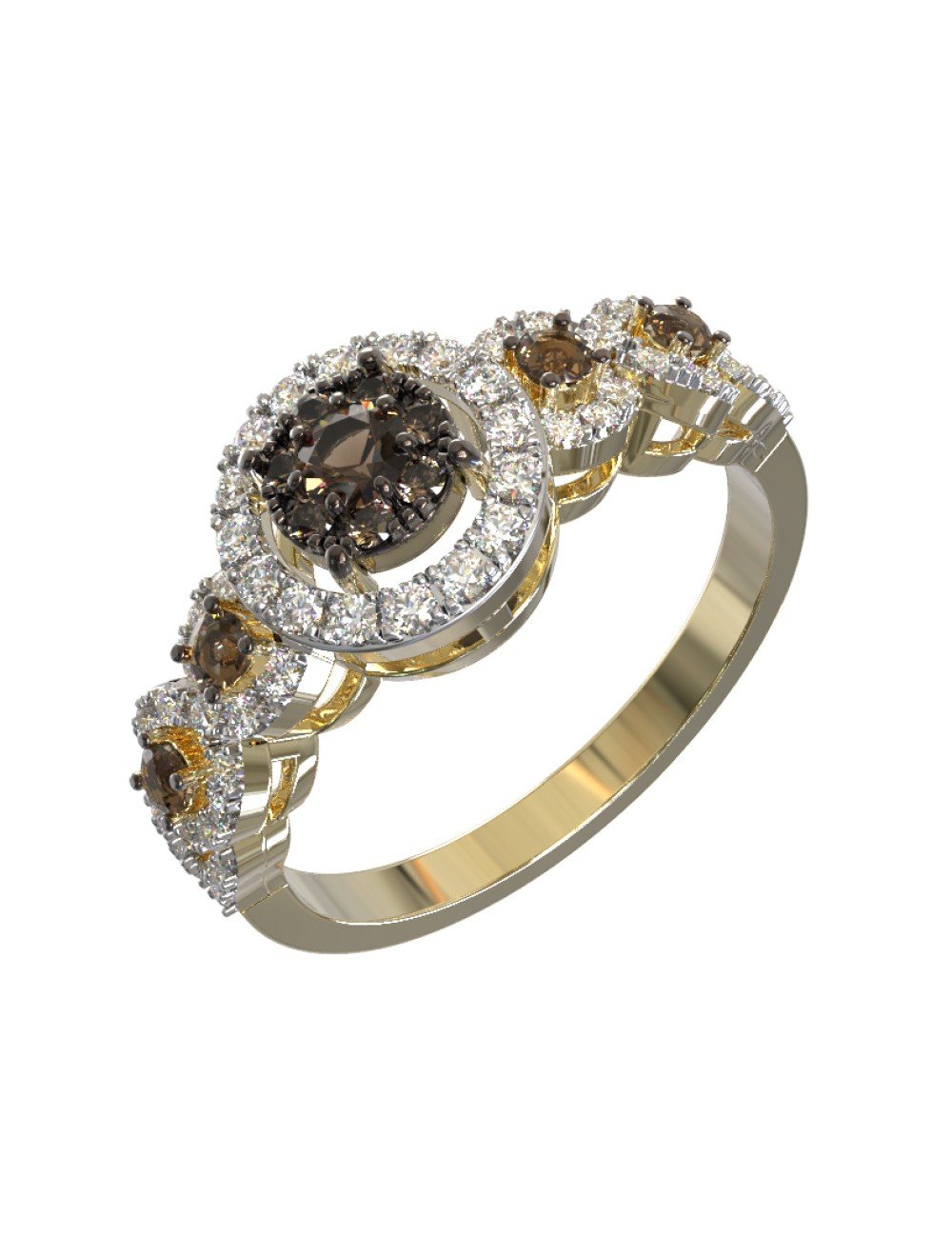 Кольцо из лимонного золота c бриллиантами