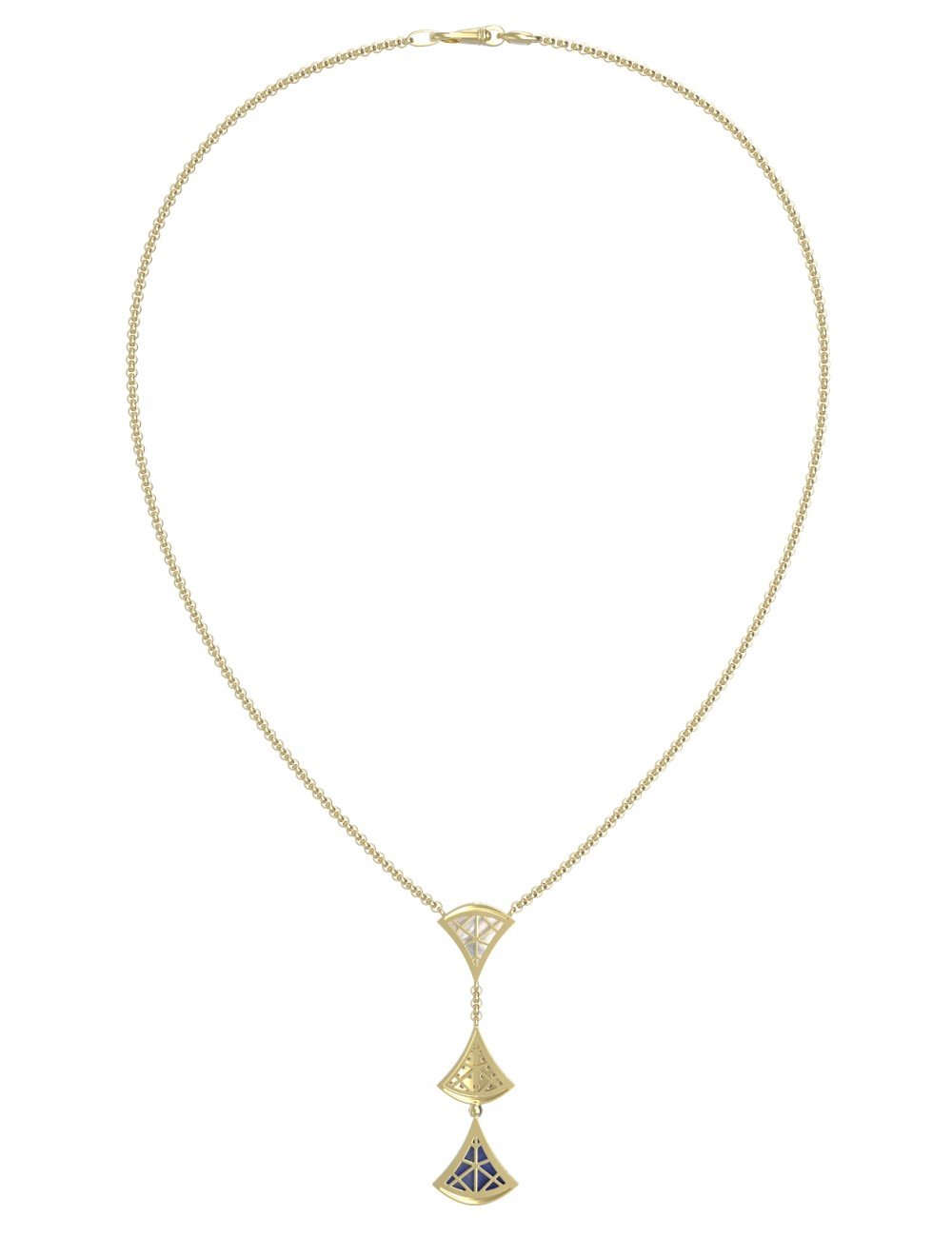 Колье из лимонного золота c бриллиантами, лазуритом и перламутром