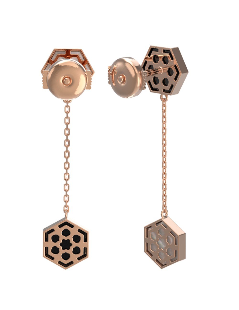 Серьги из золота c ониксом и перламутром