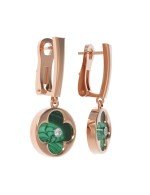 Серьги из золота c бриллиантами и малахитом