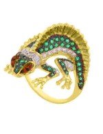 Кольцо из лимонного золота c эмалью и фианитом