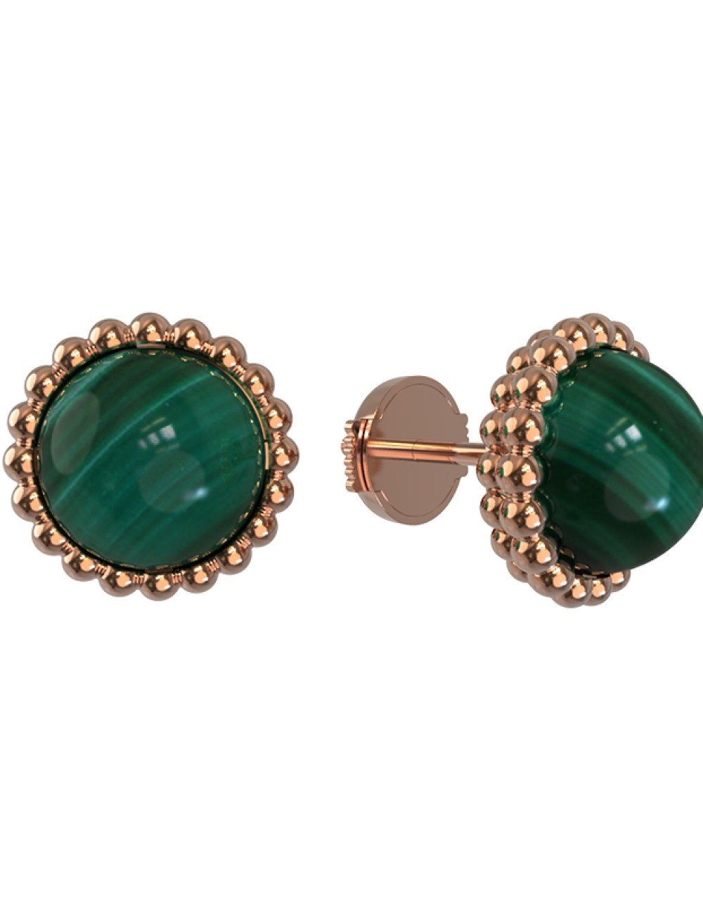 Серьги из золота c малахитом