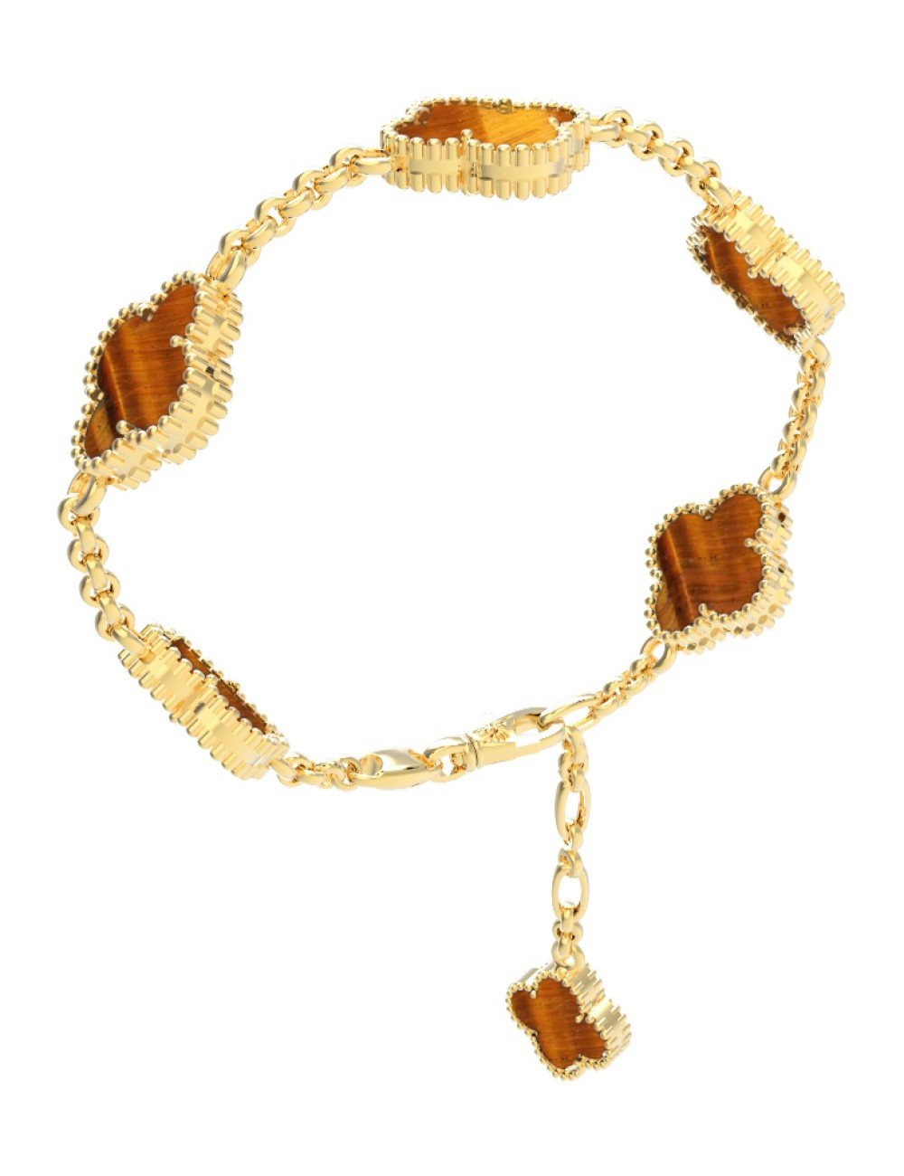 Браслет из лимонного золота c тигровым глазом