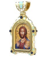 Образок из лимонного золота c эмалью и иконописью