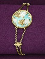 Браслет из лимонного золота c бирюзой и перламутром